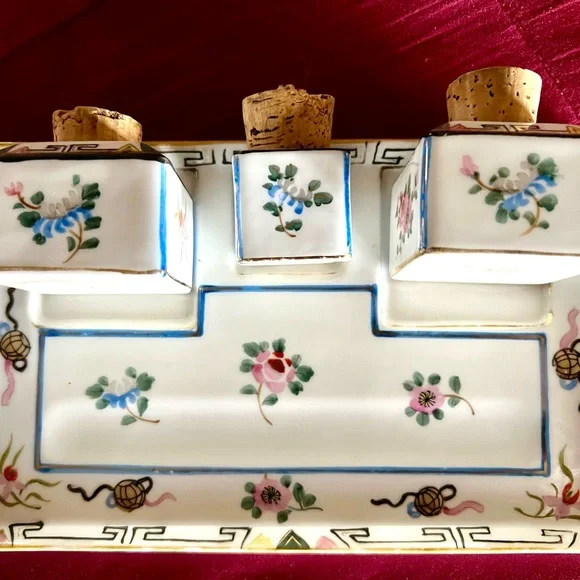 Inkwell or spice jar set, highly collectible,porcelain Nippon marked M Morimura - Picture 9 of 12